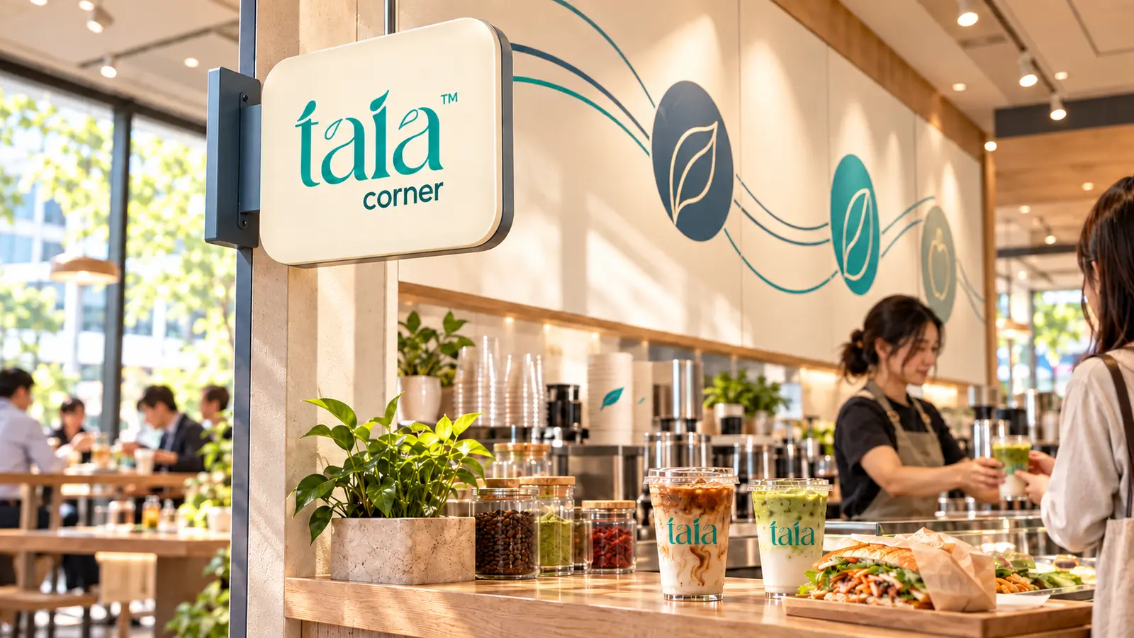 Busy taia Corner with staff serving drinks to customers